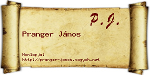 Pranger János névjegykártya